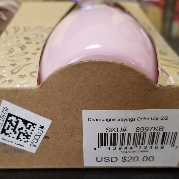 STEMLESS CHAMPAGNE FLUTES PAIR - PINK & CLEAR - NEW IN BOX SS1 - Picture 3 of 5